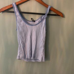 Blue Striped Basic Croped Tank Top